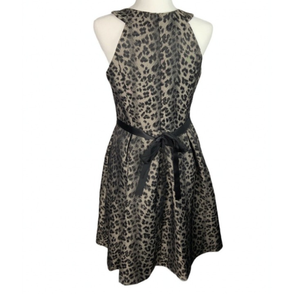 Muse Womens Party Dress Size 10 Lined Animal Print Pleated Sleeveless Back Tie - Picture 2 of 10
